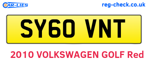 SY60VNT are the vehicle registration plates.