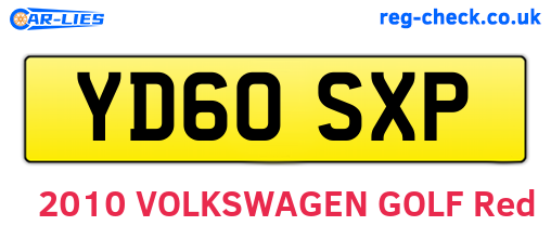 YD60SXP are the vehicle registration plates.