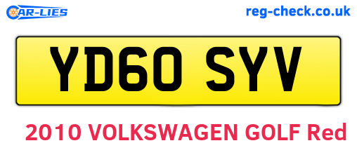 YD60SYV are the vehicle registration plates.