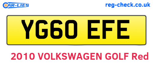YG60EFE are the vehicle registration plates.