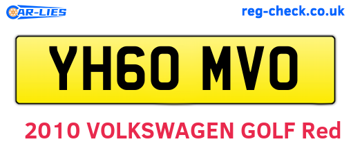 YH60MVO are the vehicle registration plates.