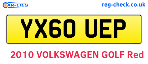 YX60UEP are the vehicle registration plates.