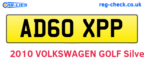 AD60XPP are the vehicle registration plates.