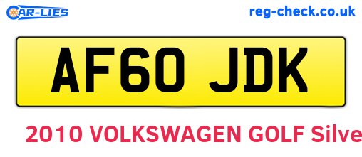 AF60JDK are the vehicle registration plates.