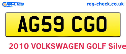 AG59CGO are the vehicle registration plates.