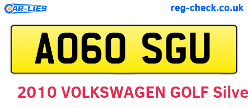 AO60SGU are the vehicle registration plates.