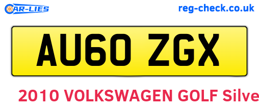 AU60ZGX are the vehicle registration plates.