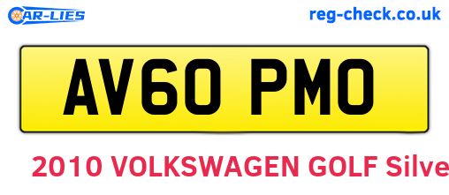 AV60PMO are the vehicle registration plates.