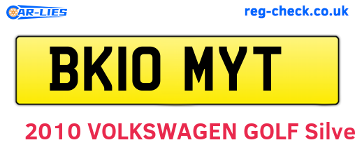 BK10MYT are the vehicle registration plates.