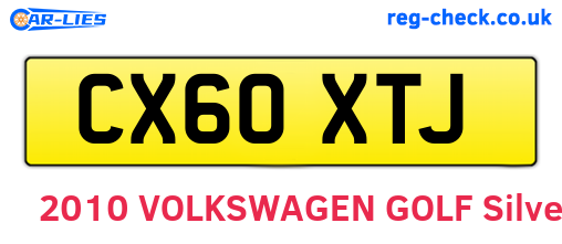CX60XTJ are the vehicle registration plates.
