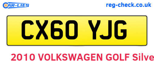 CX60YJG are the vehicle registration plates.