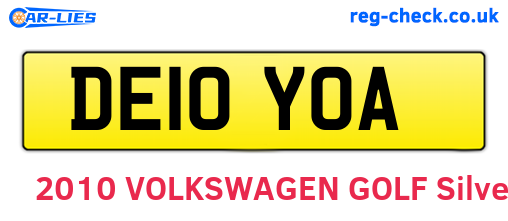 DE10YOA are the vehicle registration plates.