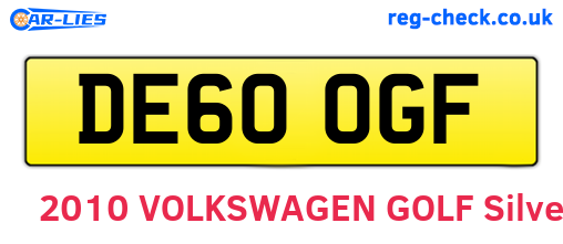 DE60OGF are the vehicle registration plates.