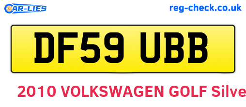 DF59UBB are the vehicle registration plates.