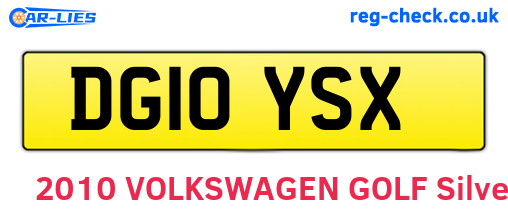 DG10YSX are the vehicle registration plates.