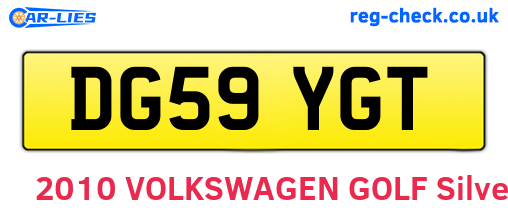 DG59YGT are the vehicle registration plates.