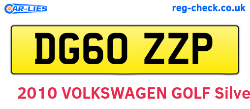 DG60ZZP are the vehicle registration plates.