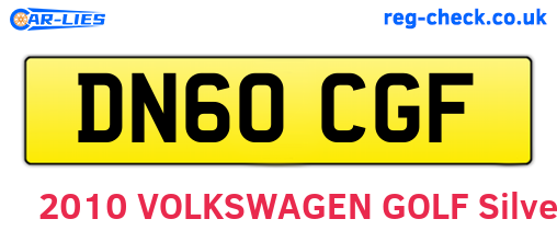 DN60CGF are the vehicle registration plates.