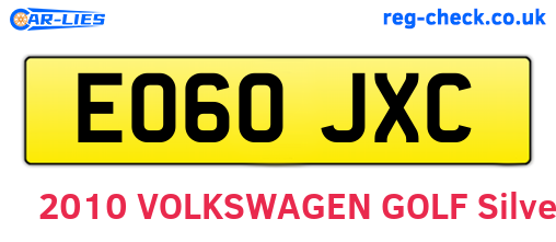 EO60JXC are the vehicle registration plates.