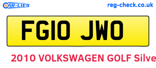 FG10JWO are the vehicle registration plates.