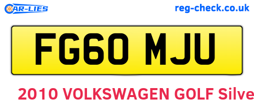 FG60MJU are the vehicle registration plates.
