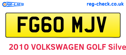 FG60MJV are the vehicle registration plates.