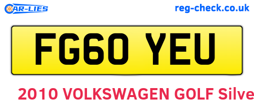 FG60YEU are the vehicle registration plates.