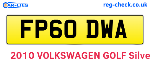 FP60DWA are the vehicle registration plates.