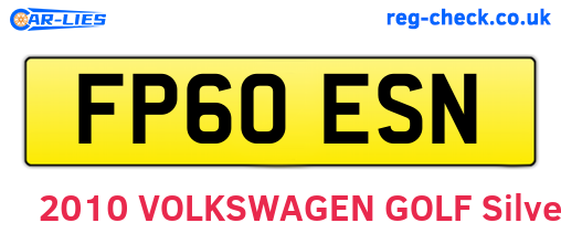 FP60ESN are the vehicle registration plates.