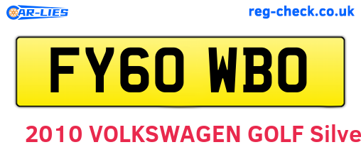 FY60WBO are the vehicle registration plates.