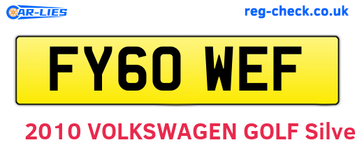 FY60WEF are the vehicle registration plates.