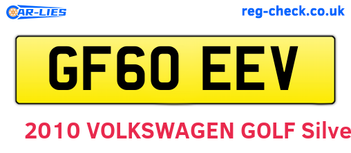 GF60EEV are the vehicle registration plates.