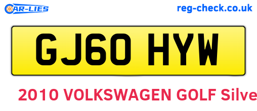 GJ60HYW are the vehicle registration plates.