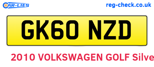 GK60NZD are the vehicle registration plates.