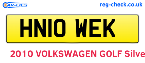 HN10WEK are the vehicle registration plates.