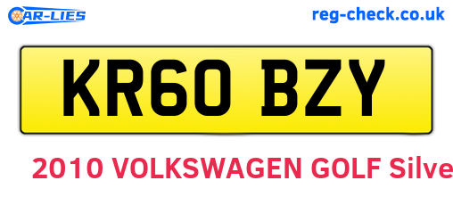 KR60BZY are the vehicle registration plates.