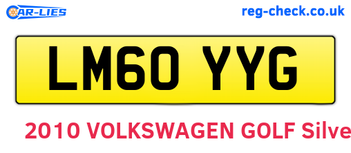 LM60YYG are the vehicle registration plates.