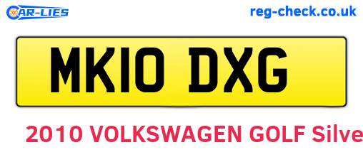 MK10DXG are the vehicle registration plates.