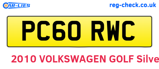 PC60RWC are the vehicle registration plates.