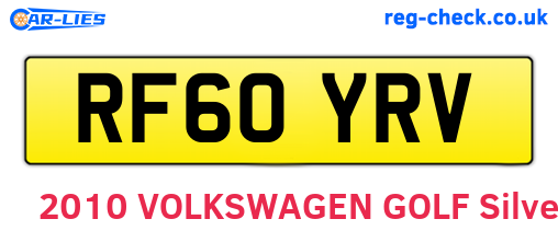 RF60YRV are the vehicle registration plates.