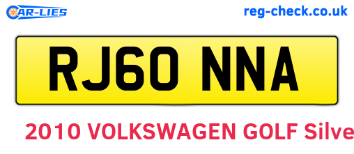 RJ60NNA are the vehicle registration plates.
