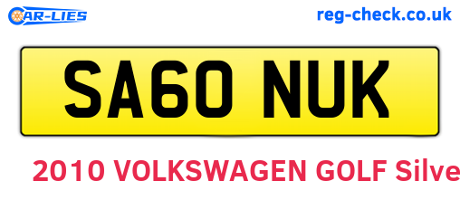 SA60NUK are the vehicle registration plates.