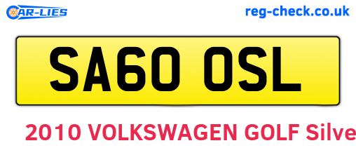 SA60OSL are the vehicle registration plates.