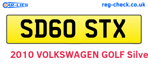 SD60STX are the vehicle registration plates.