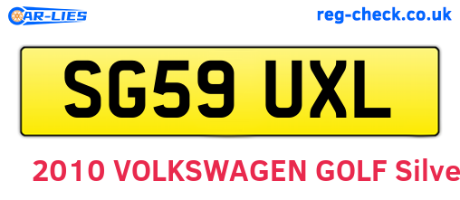 SG59UXL are the vehicle registration plates.