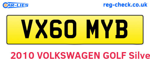 VX60MYB are the vehicle registration plates.