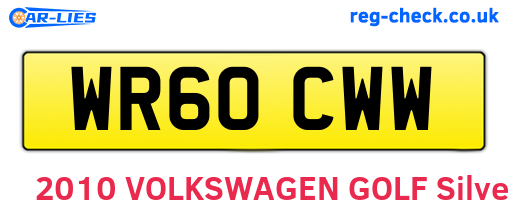 WR60CWW are the vehicle registration plates.