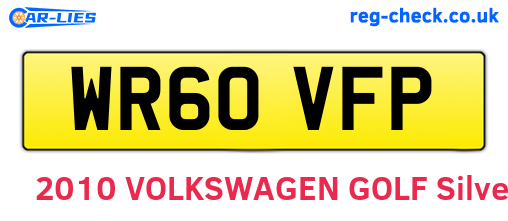 WR60VFP are the vehicle registration plates.