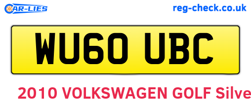 WU60UBC are the vehicle registration plates.
