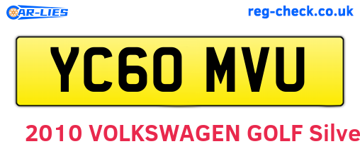YC60MVU are the vehicle registration plates.